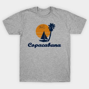 Copacabana Brazil . Sunset Palm Tree Sailor Bot Summer Design T-Shirt